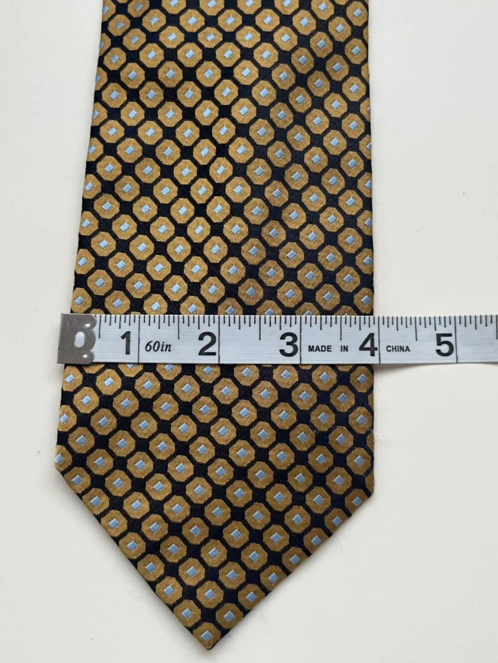 Bill Blass Gold Black Silk Tie art deco vintage old money eclectic grandpa retro